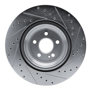 Mercedes-Benz GLS450 Brake Rotor (1) - Rear Left - R1 Concepts - Drilled & Slotted - Silver - `20-`26